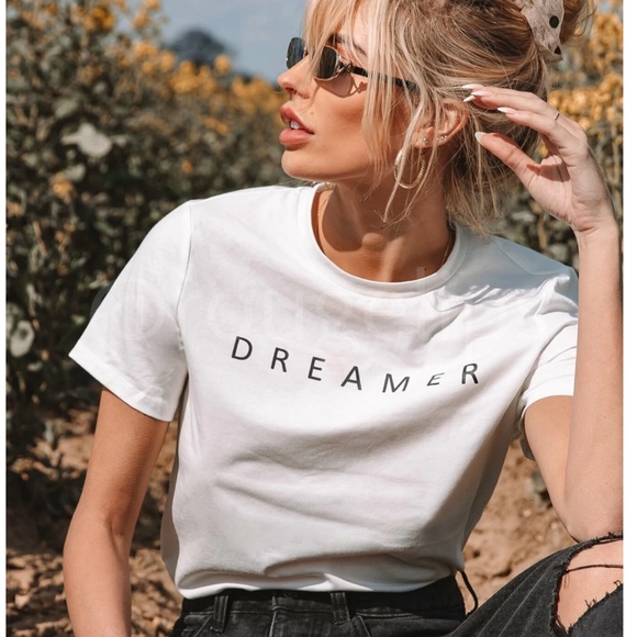 Rouge! Tops - White Graphic Text Print Tee Shirt Short Sleeve Crew Neck